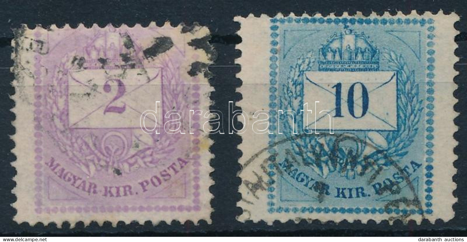 O 1874 2kr és 10kr Alacsonyra Fogazva / Shifted Perforation - Altri & Non Classificati