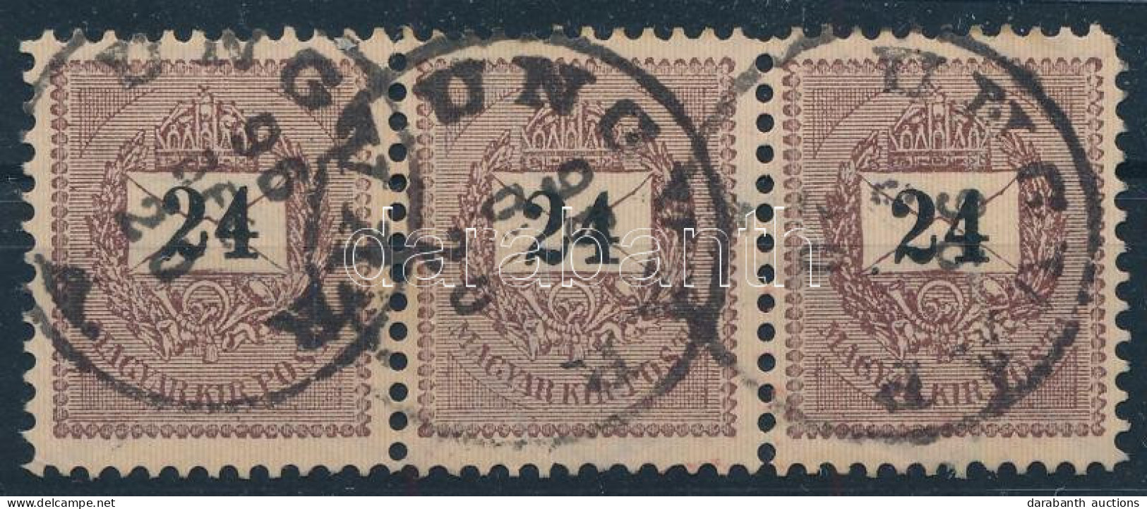 O 1889 24kr Hármascsík / Mi 36 Stripe Of 3 - Autres & Non Classés