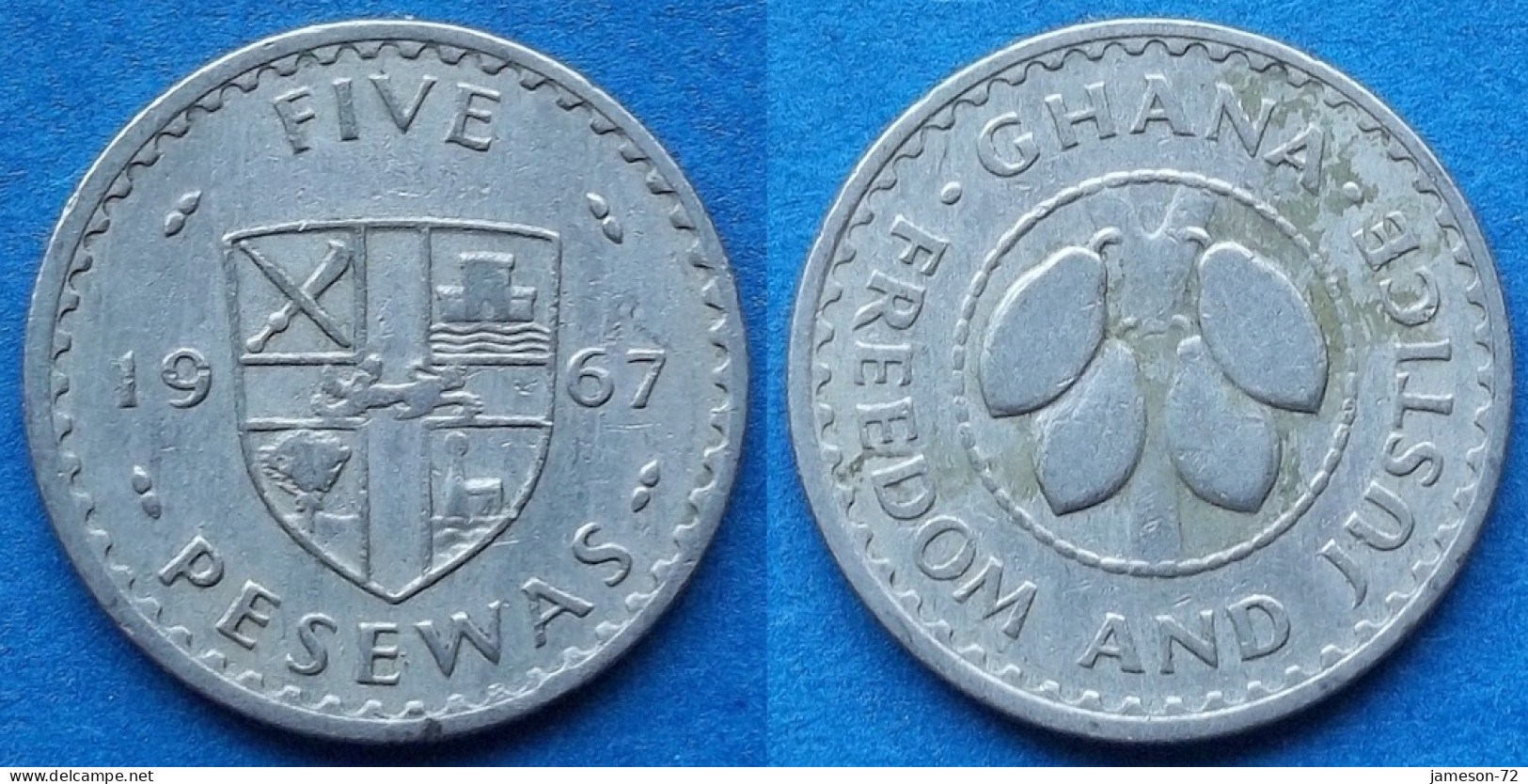 GHANA - 5 Pesewas 1967 "Cocoa Beans" KM# 15 Decimal Coinage (1965-2007) - Edelweiss Coins - Ghana