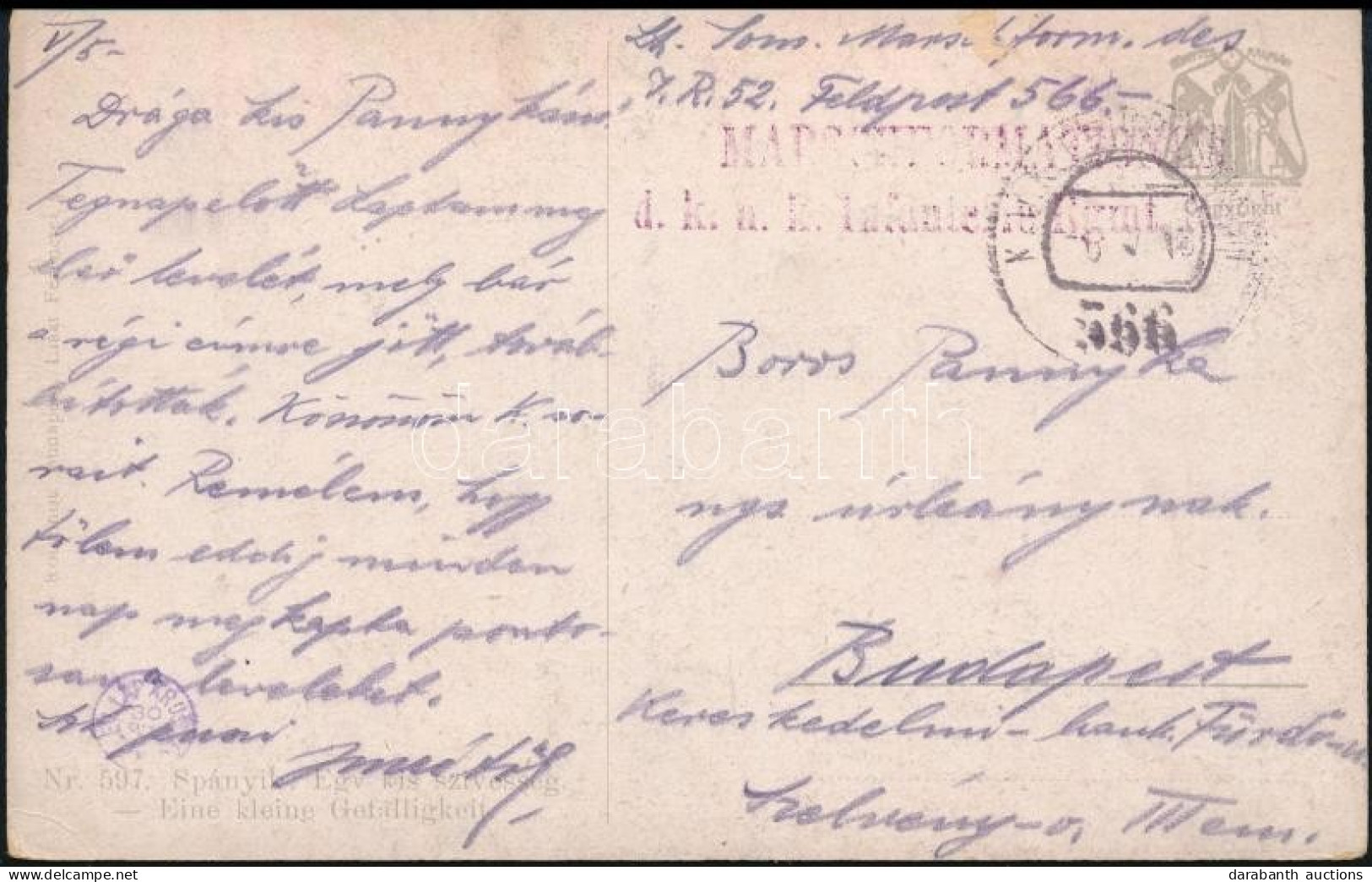 1918 Tábori Posta Képeslap / Field Postcard "MARSCHFORMATIONEN D.k.u.k. Infanterie Rgmt. No.52." + "FP 566" - Otros & Sin Clasificación