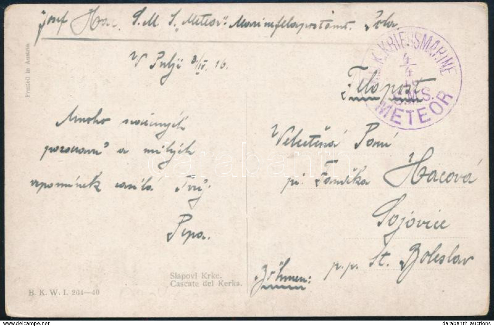 1916 Tábori Posta Képeslap "S.M.S. METEOR" - Autres & Non Classés