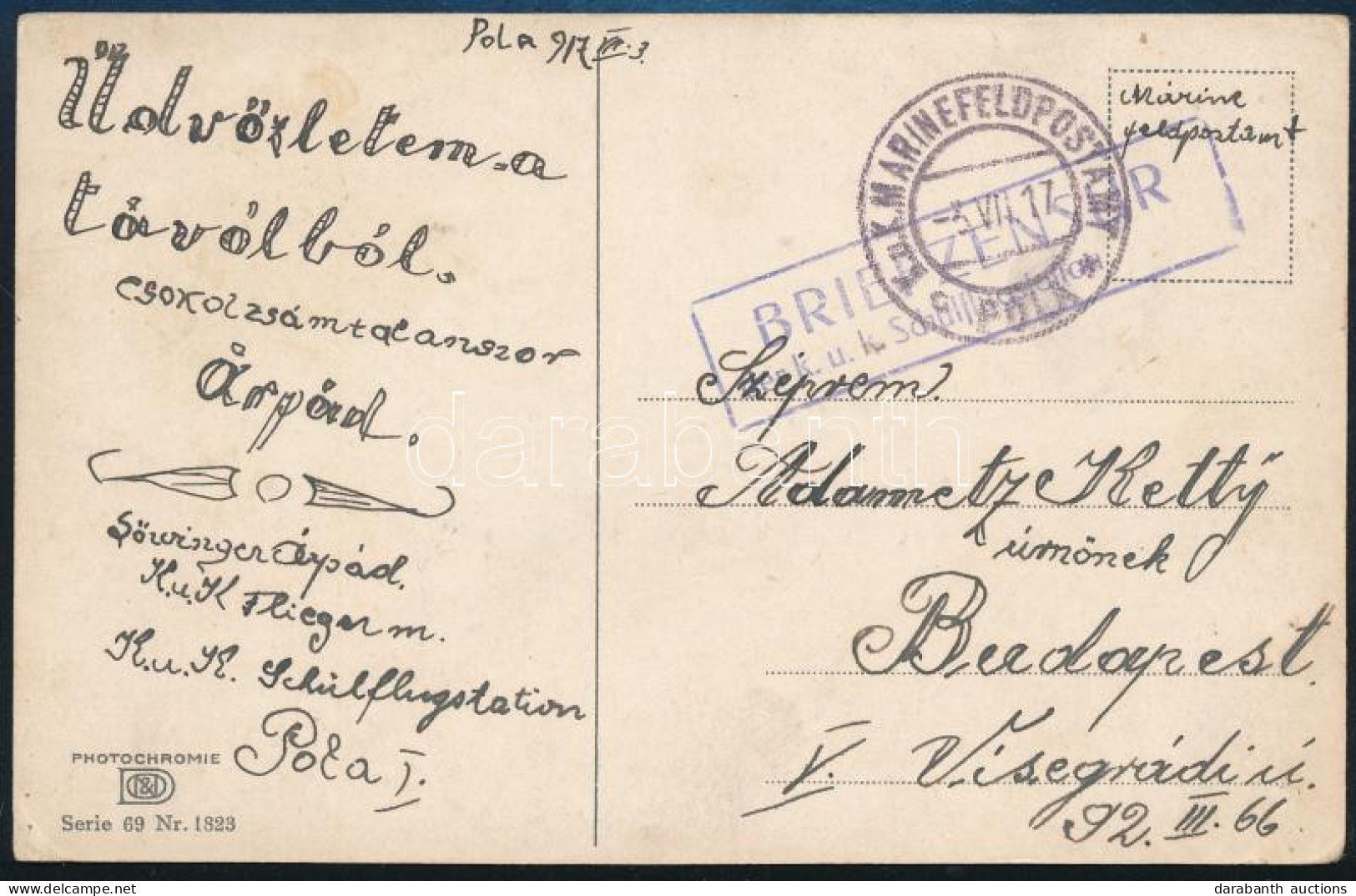 1917 Tábori Posta Képeslap "K.u.k. Schulflugstation" - Sonstige & Ohne Zuordnung