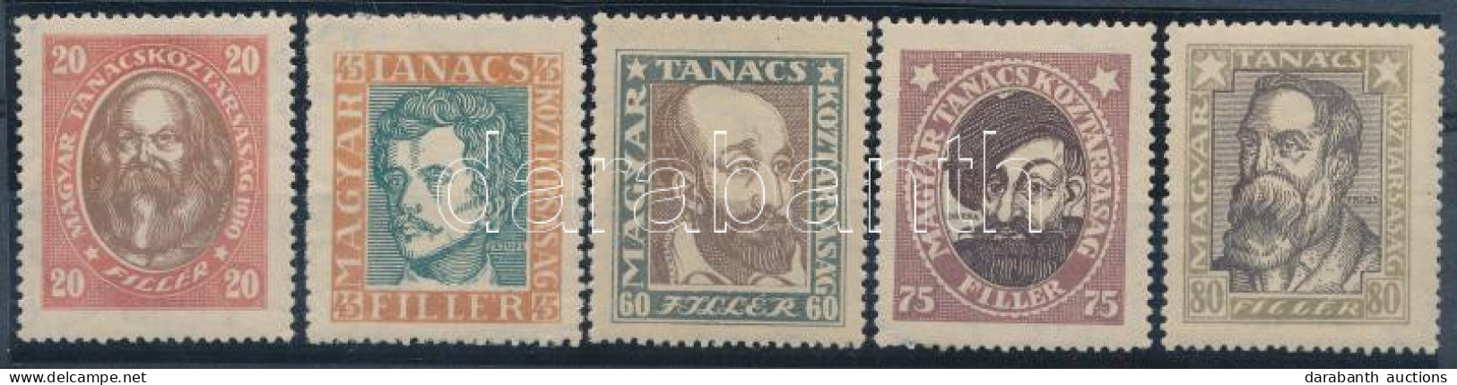 ** 1919 Magyar Tanácsköztársasági Arcképek A Sor (álló Vízjel) (30.000) / Mi 261-265 X - Otros & Sin Clasificación