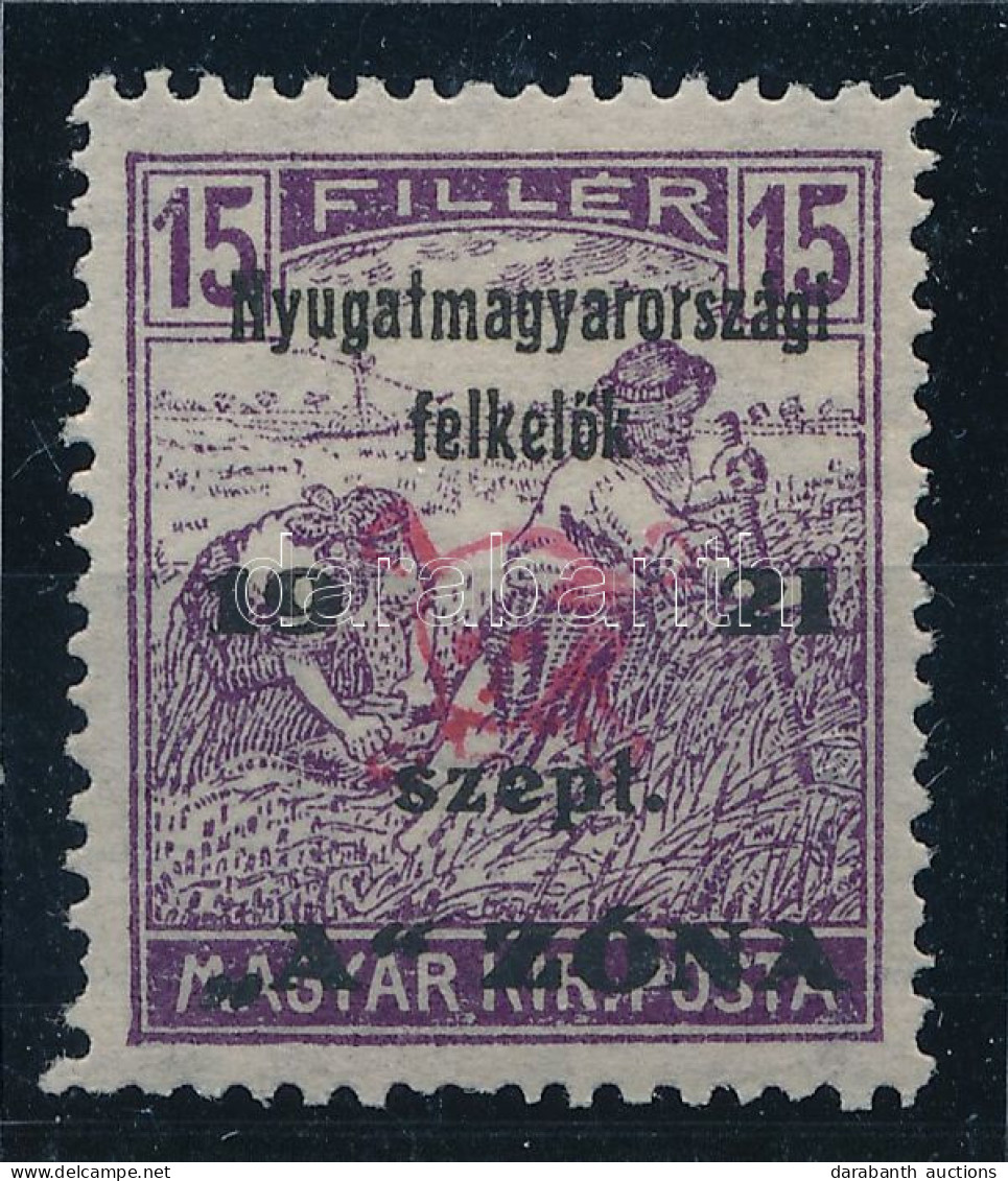 * Nyugat-Magyarország II. 1921 Arató 15f Bodor Vizsgálójellel (**80.000) - Other & Unclassified