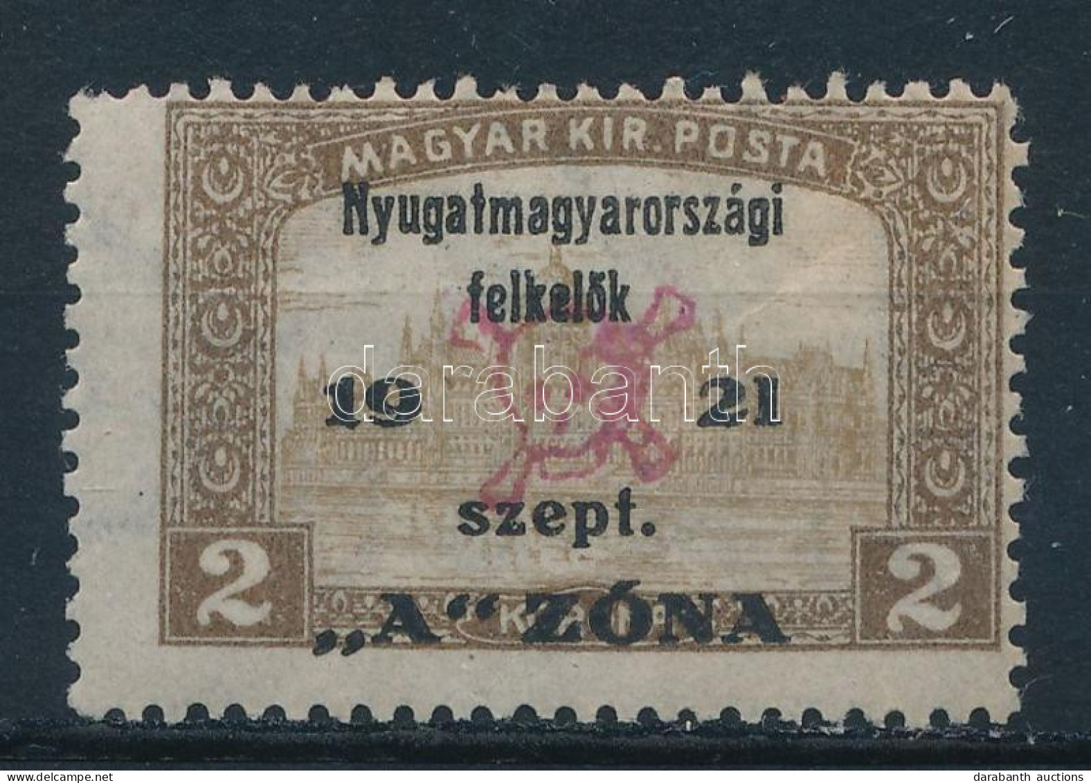 * Nyugat-Magyarország II. 1921 Parlament 2K, Bodor Vizsgálójellel (**80.000) - Autres & Non Classés