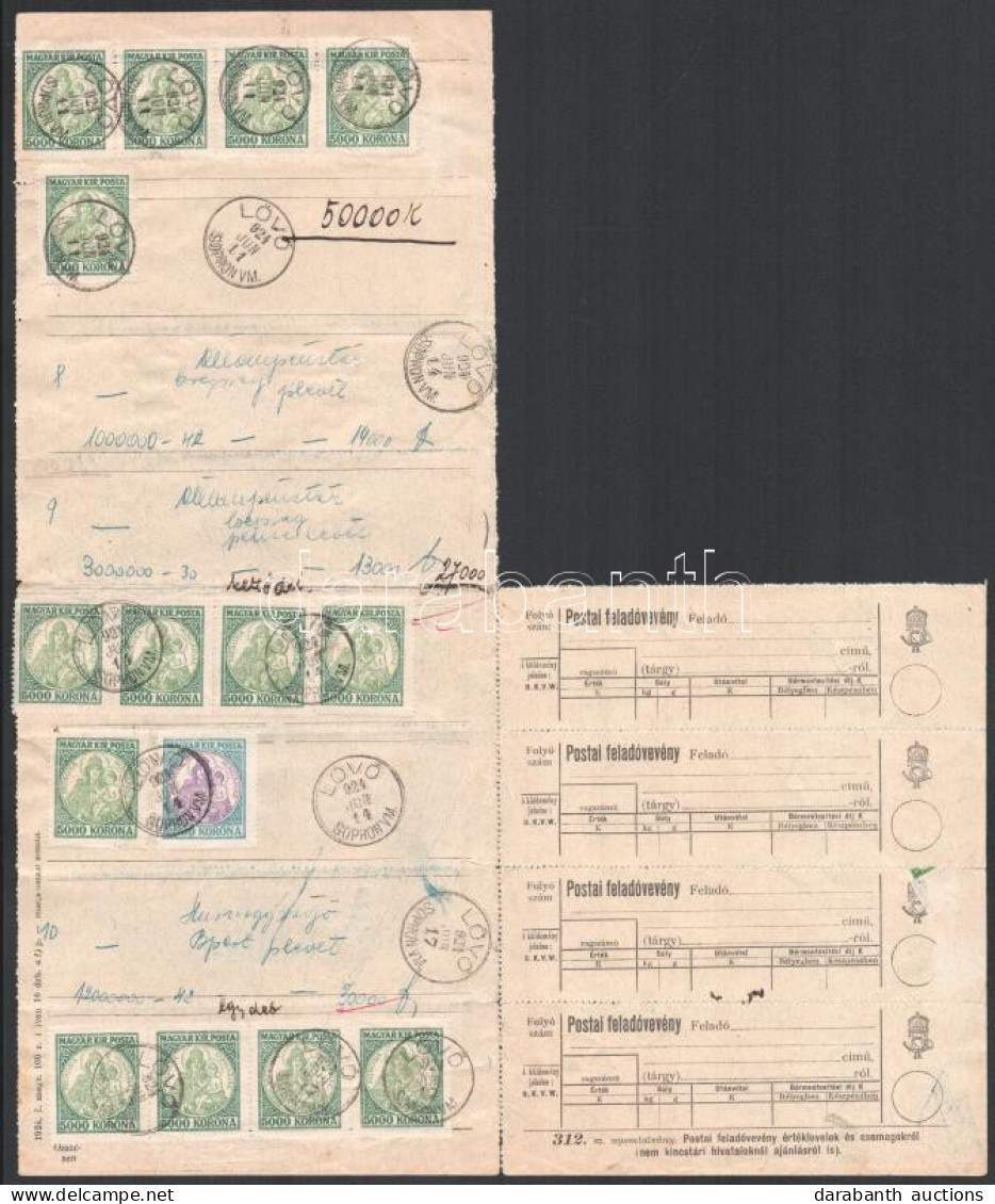 1924 8 Db összefüggő Postai Feladóvevény értéklevelekről és Csomagokról Június 11 és 19 Között. 4 Db értéklevél és Csoma - Altri & Non Classificati