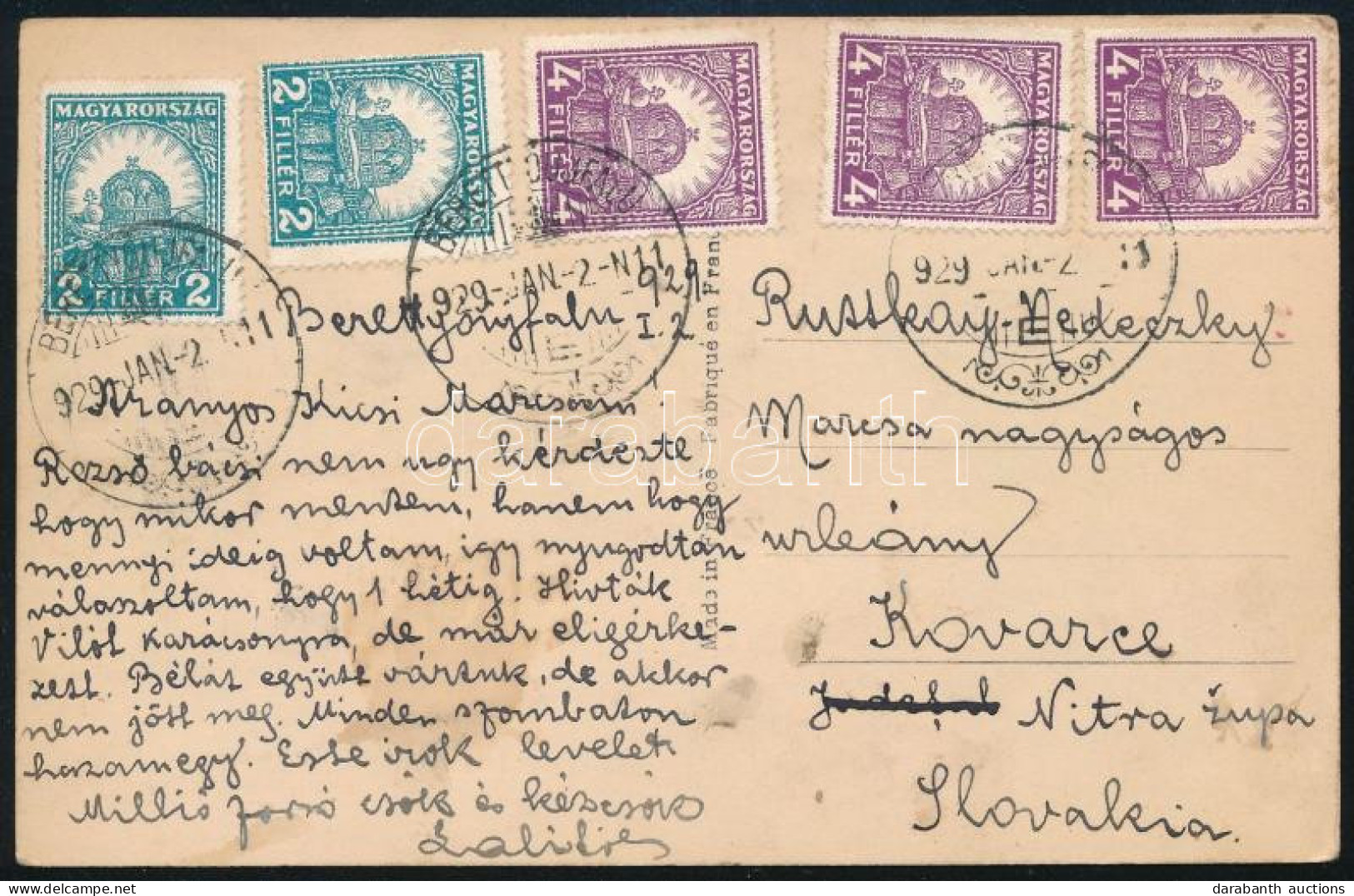 1929 Képeslap Szlovákiába 16f Bérmentesítéssel - Otros & Sin Clasificación