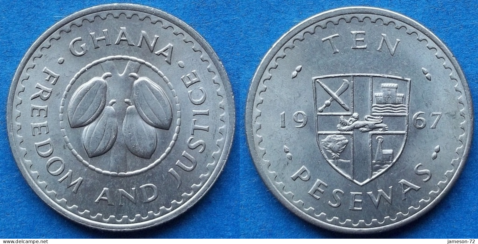 GHANA - 10 Pesewas 1967 "Cocoa Beans" KM# 16 Decimal Coinage (1965-2007) - Edelweiss Coins - Ghana