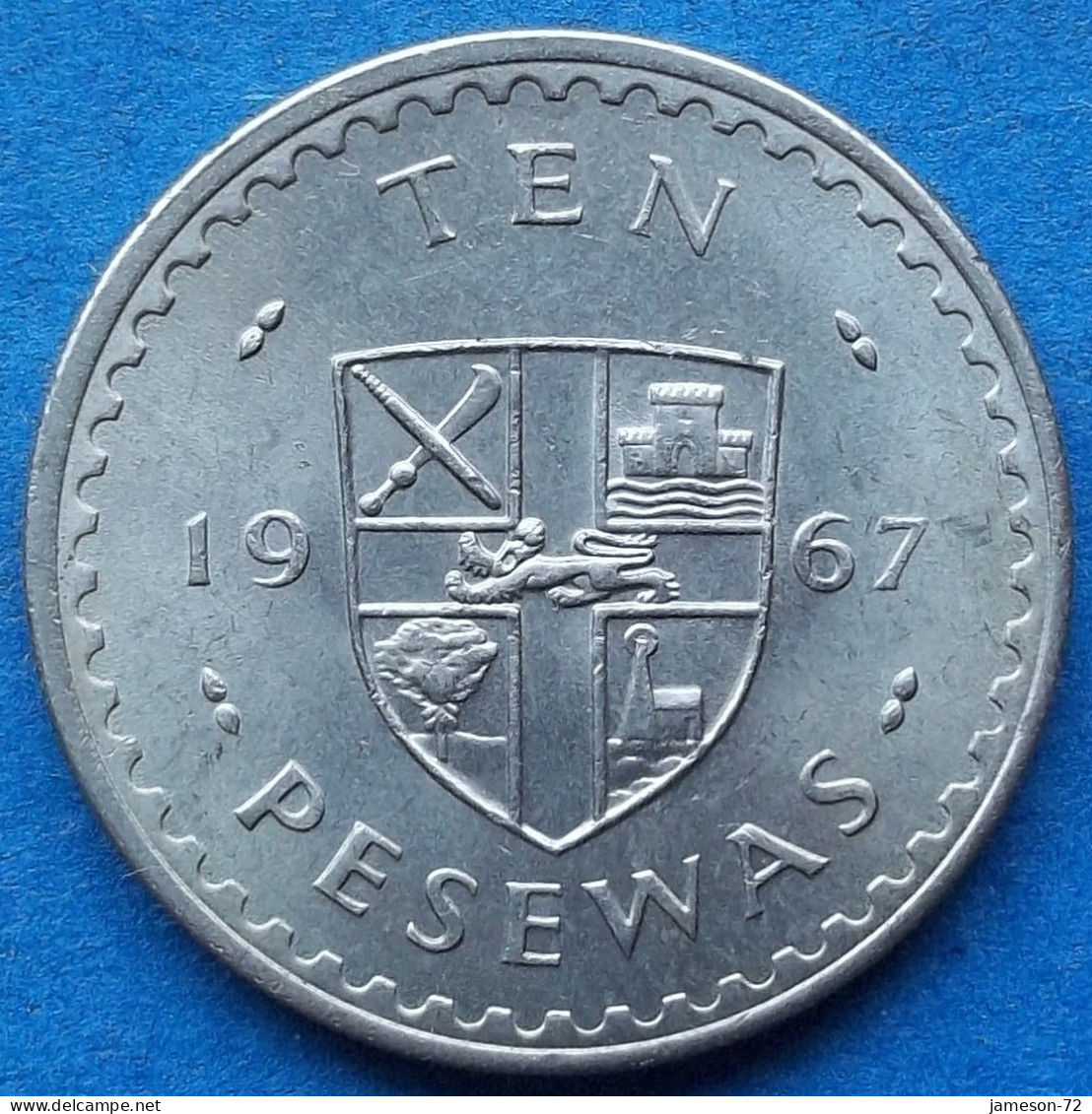 GHANA - 10 Pesewas 1967 "Cocoa Beans" KM# 16 Decimal Coinage (1965-2007) - Edelweiss Coins - Ghana