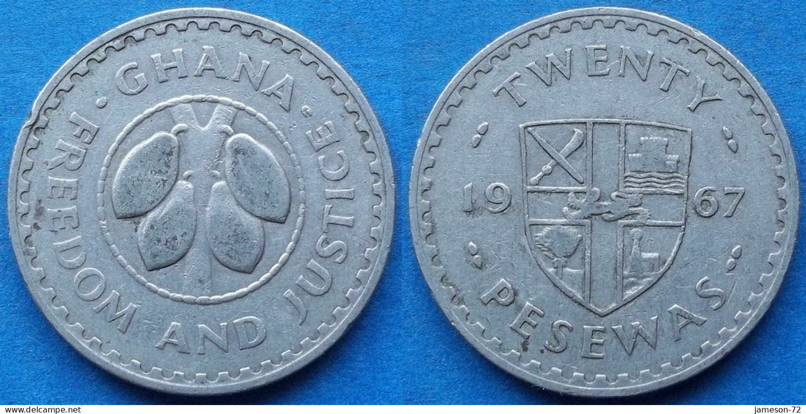 GHANA - 20 Pesewas 1967 "Cocoa Beans" KM# 17 Decimal Coinage (1965-2007) - Edelweiss Coins - Ghana