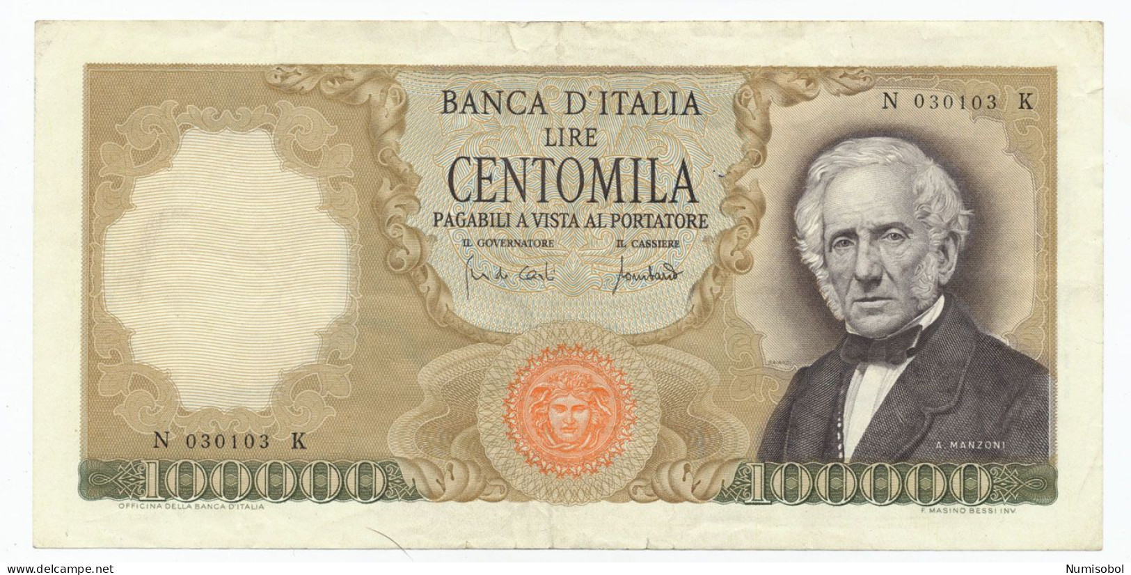 ITALY - 100 000 Lire 19. 7. 1970. P100b (T056) - 100000 Lire