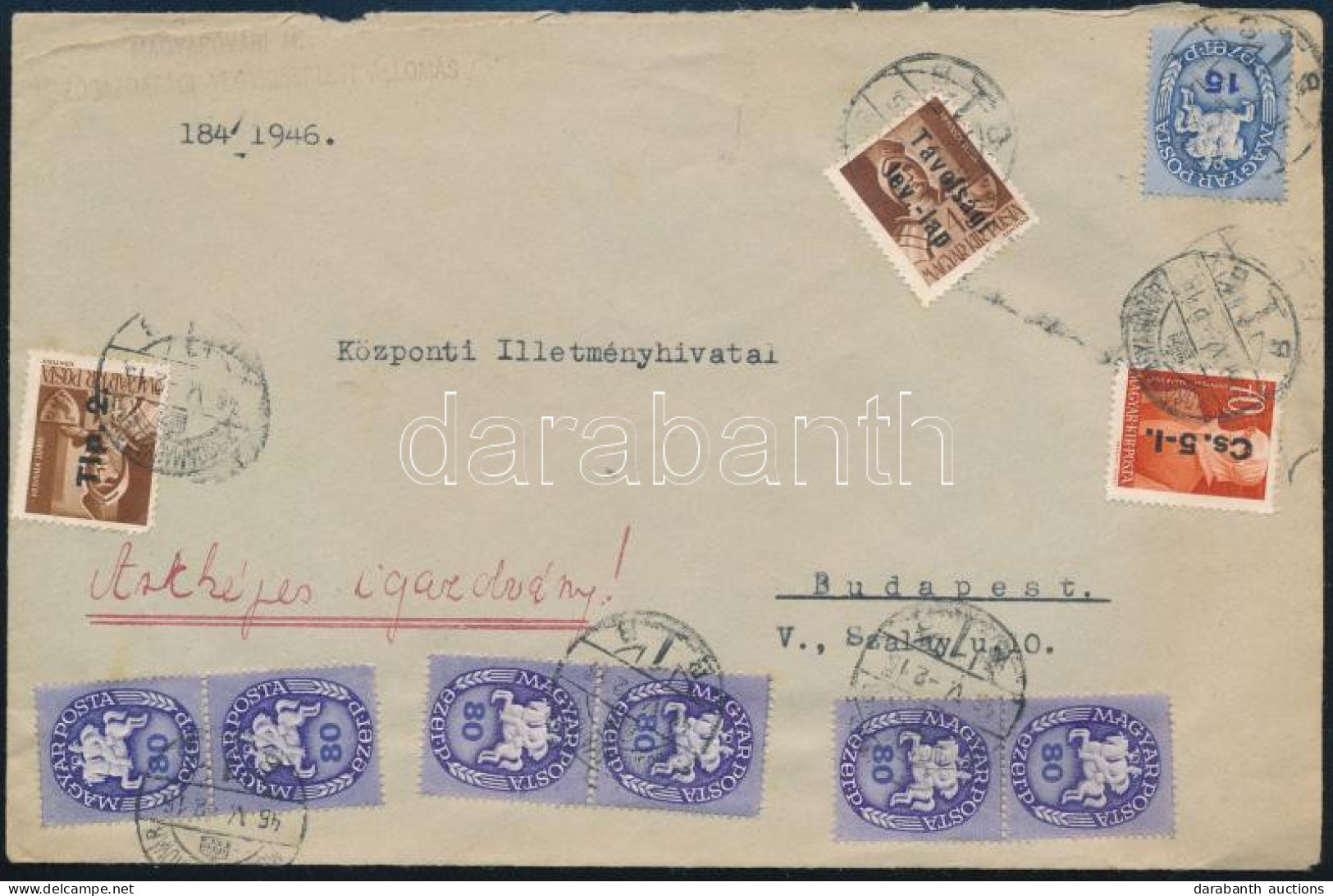 1946 (14. Díjszabás) Levél 10 Db Bélyeggel / Cover With 10 Stamps - Otros & Sin Clasificación