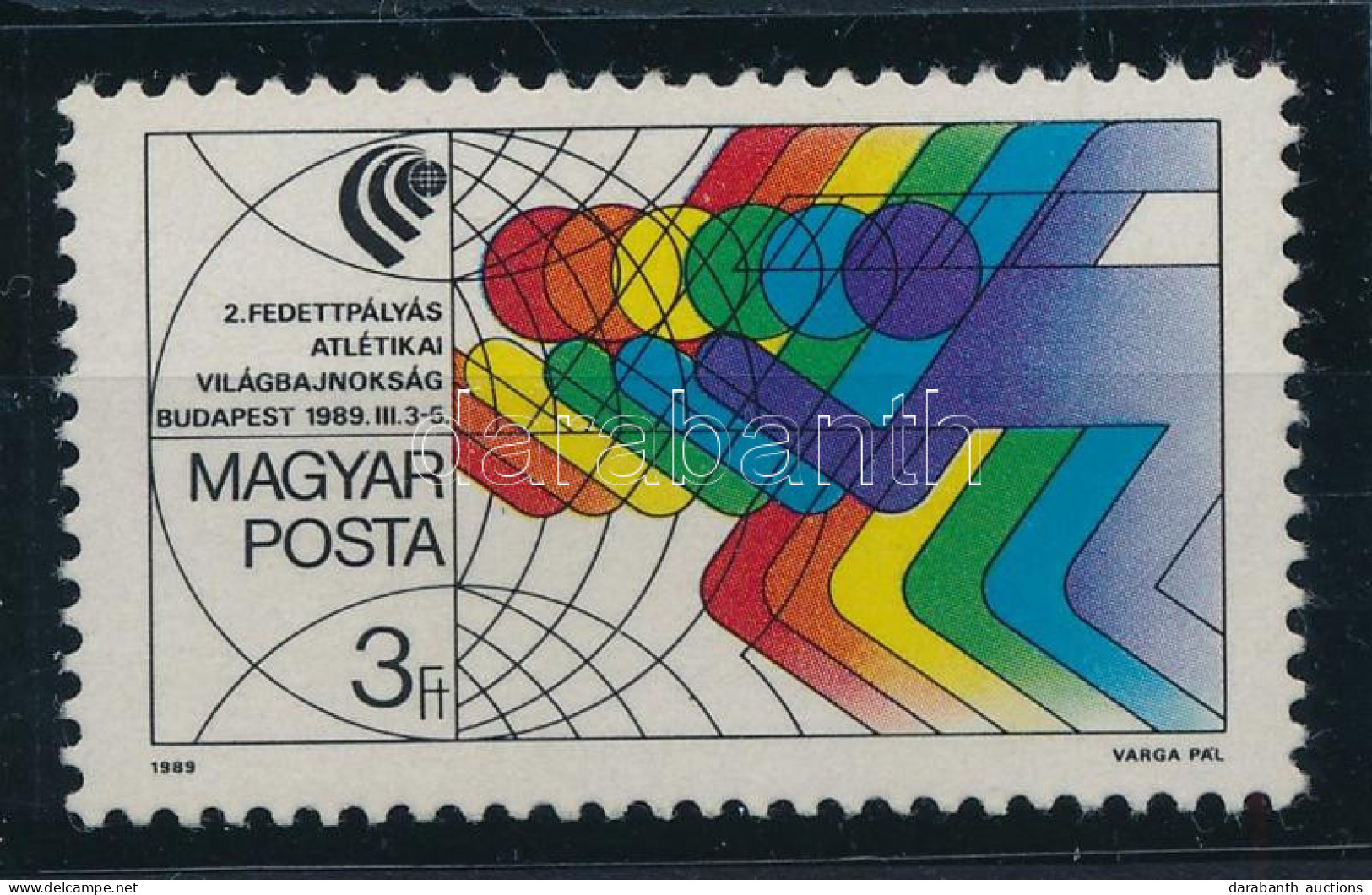 ** 1989 2. Fedett Pályás Atlétikai Világbajnokság, Budapest 1 Lyuksorral Alacsonyabb Bélyeg (3.000) - Other & Unclassified