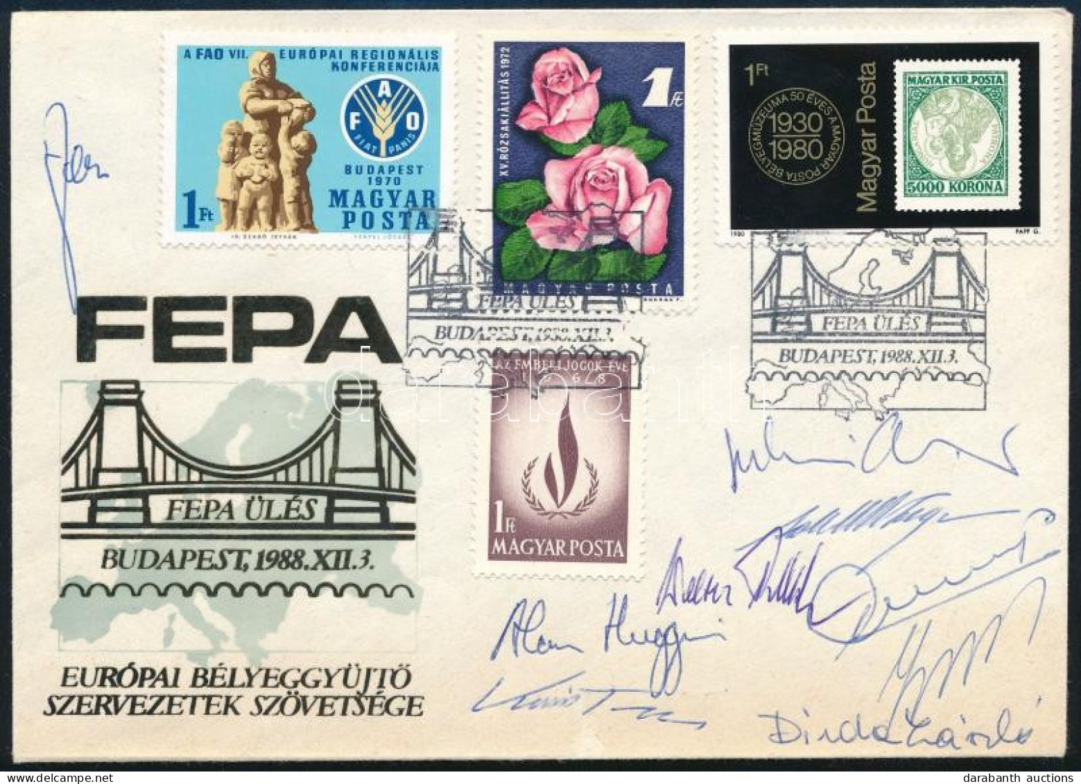 1988 FEPA Ülés, Budapest Levél Alkalmi Bélyegzéssel, A Résztvevők Aláírásával - Andere & Zonder Classificatie