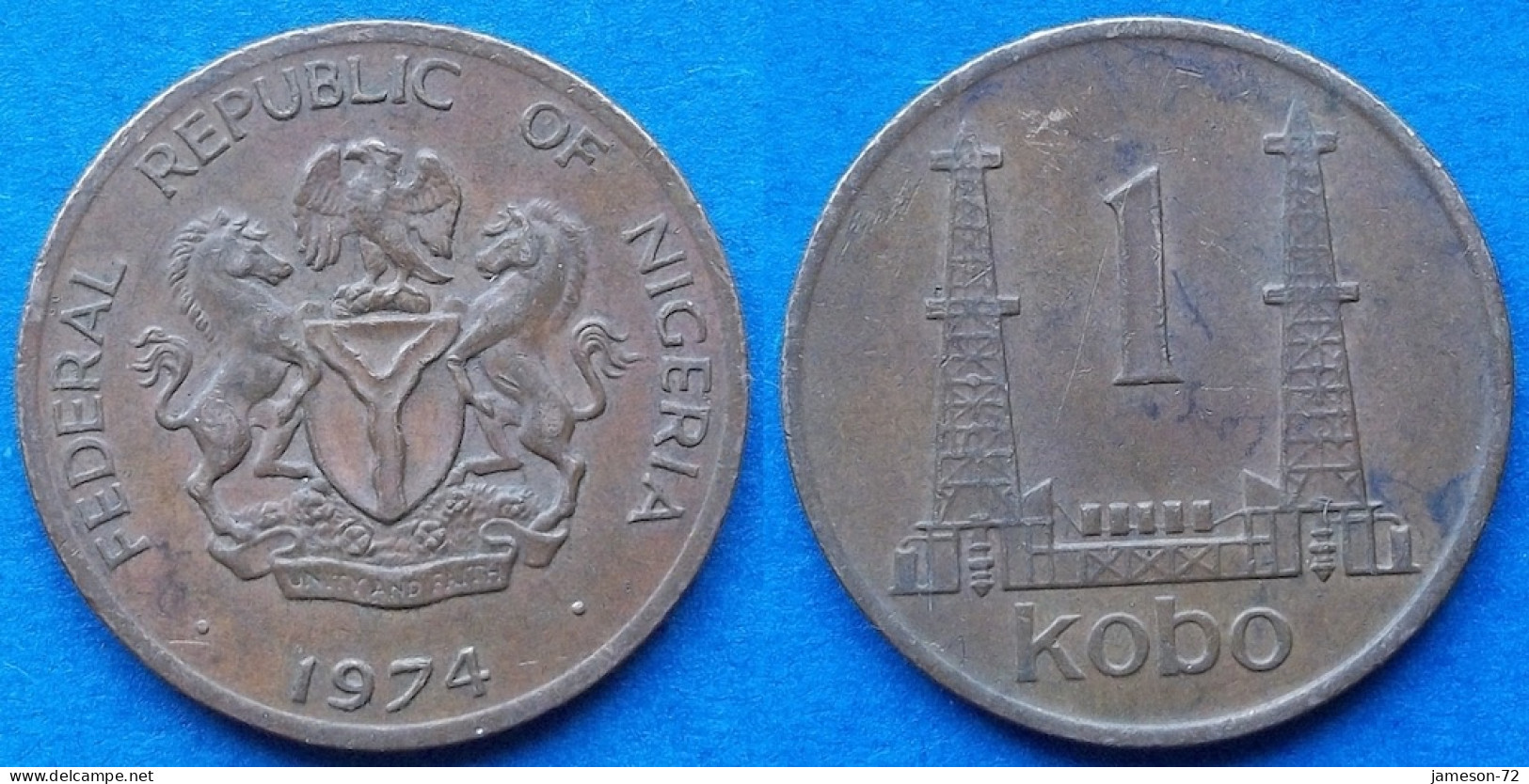 NIGERIA - 1 Kobo 1974 "Oil Derricks" KM# 8.1 Republic (1963) - Edelweiss Coins - Nigeria