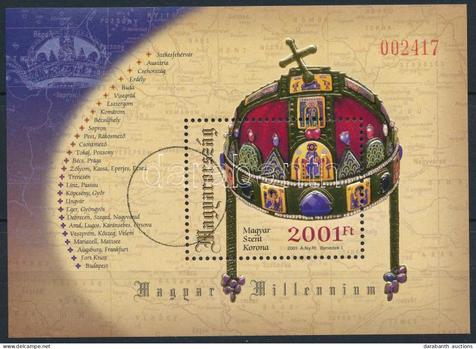 2001 Magyar Szent Korona MINTA / SPECIMEN Blokk - Autres & Non Classés