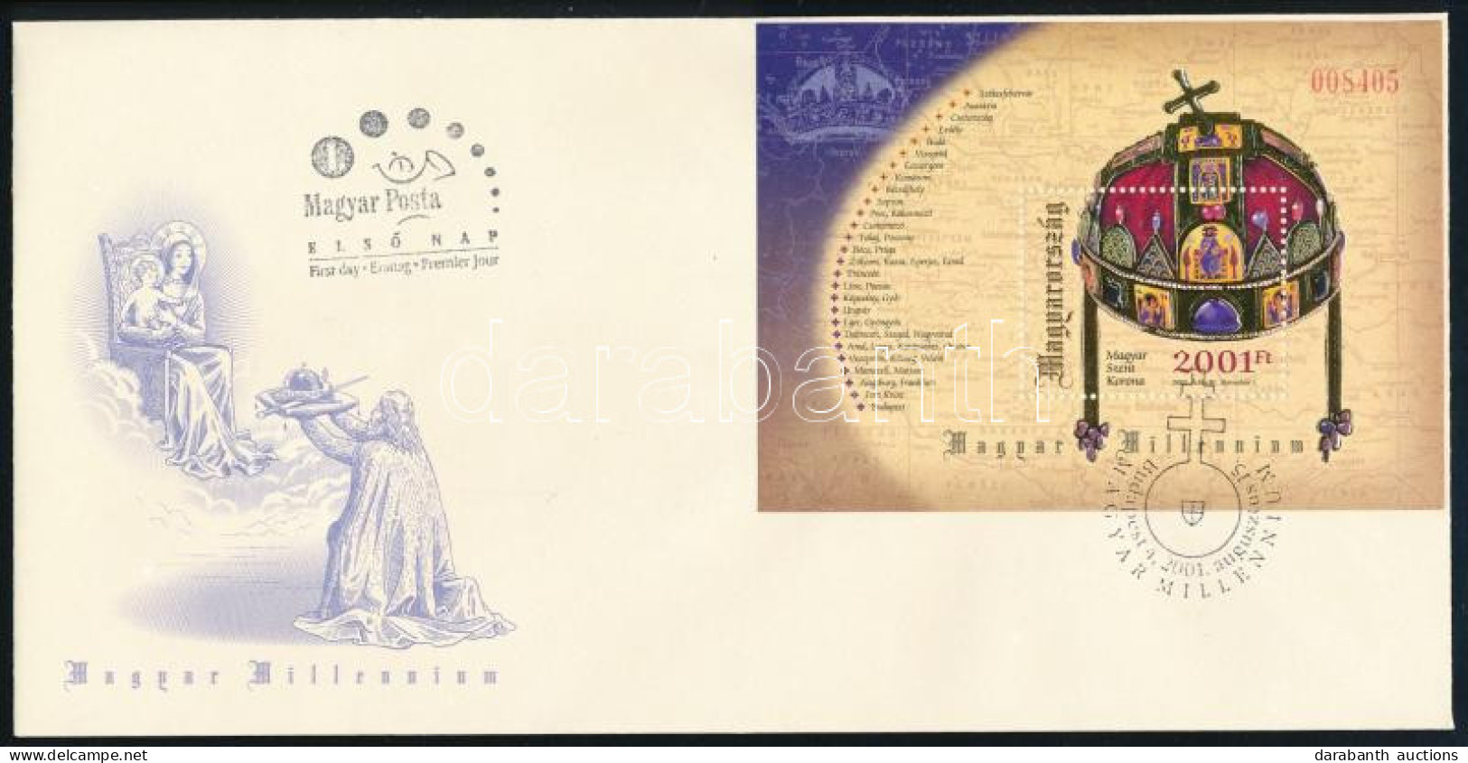 2001 Magyar Szent Korona Blokk FDC-n (6.000) - Otros & Sin Clasificación