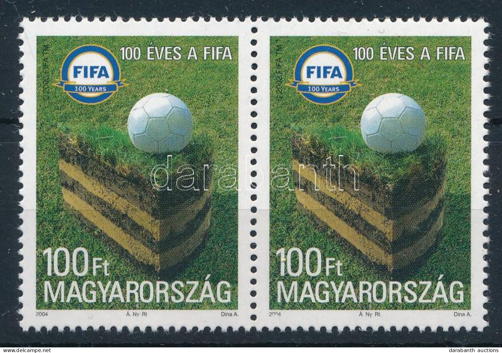 ** 2004 100 éves A FIFA Pár A Jobb Oldali Bélyegen Hiányos évszám (5.500) - Altri & Non Classificati