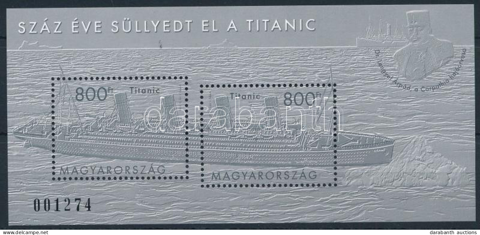 ** 2012 Száz éve Süllyedt El A Titanic Feketenyomat Blokk (5.500) - Other & Unclassified