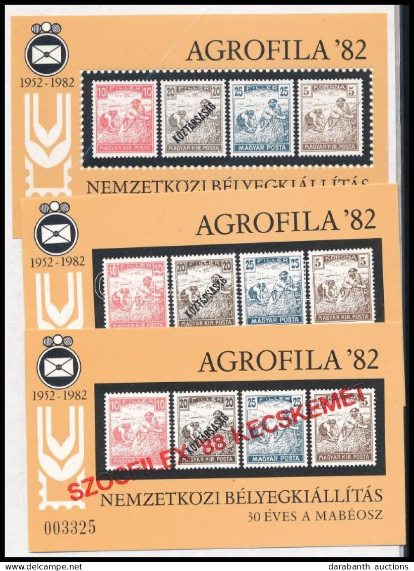 ** 1982 Aerofila Normál és Karton Emlékív + 1988 SZOCFILEX Felülnyomással - Autres & Non Classés