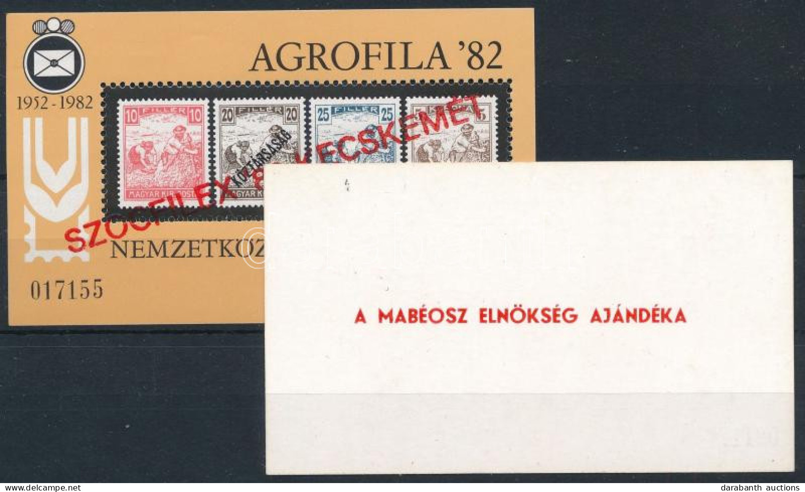 ** 1988 SZOCFILEX Normál + Ajándék Karton Emlékív "A MABÉOSZ Elnökség Ajándéka" - Otros & Sin Clasificación