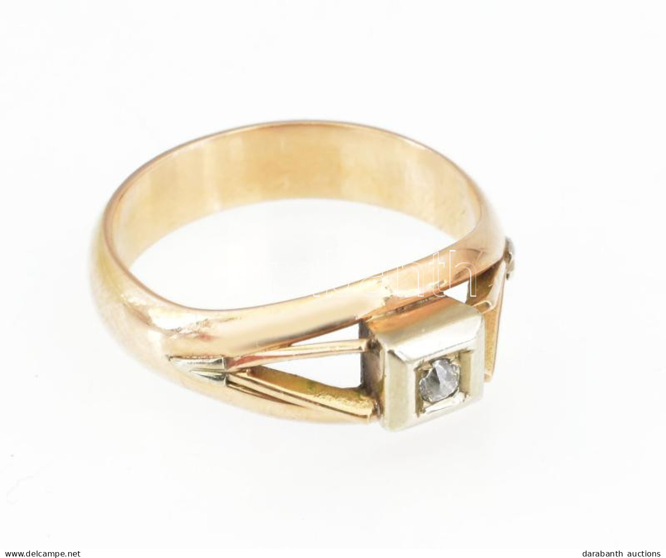 14k Arany (Au) Gyűrű Gyémánttal, Jelzett Br 5,45 G M: 58 Cm - Sonstige & Ohne Zuordnung