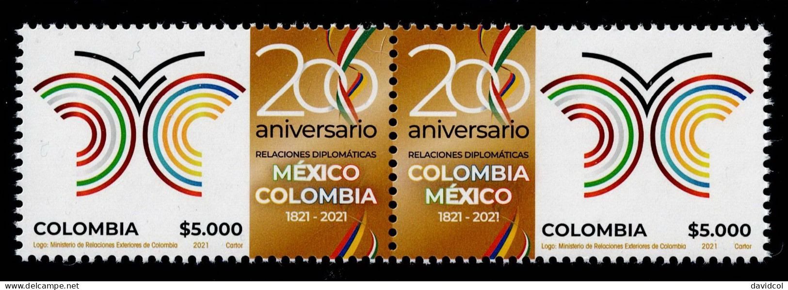 33- KOLUMBIEN - 2021- MNH - COLOMBIA-MEXICO, 200 YEARS DIPLOMATIC RELATIONS - Colombie