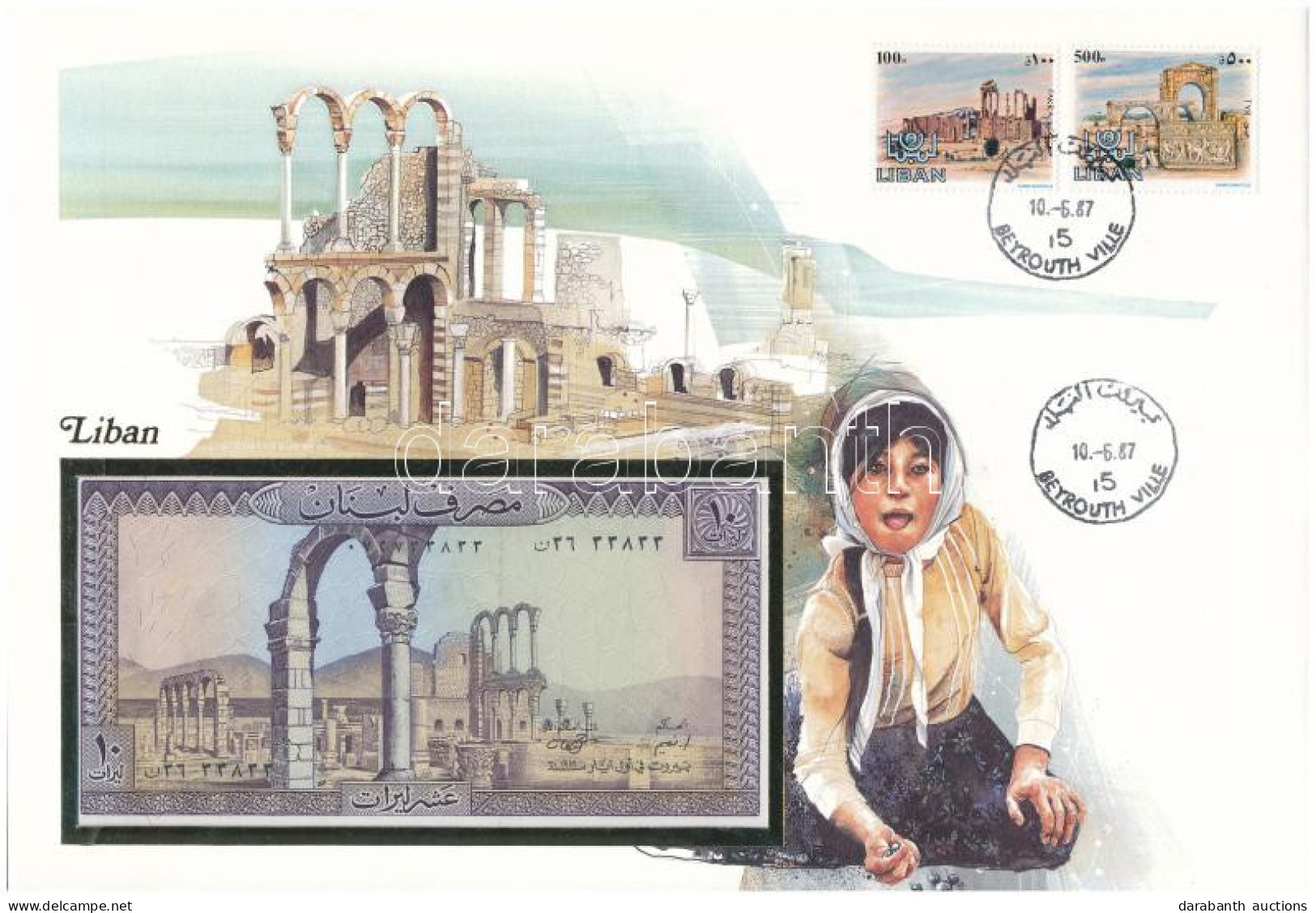 Libanon 1964-1986. 10L Felbélyegzett Borítékban, Bélyegzéssel T:I Lebanon 1964-1986. 10 Livres In Envelope With Stamp An - Zonder Classificatie