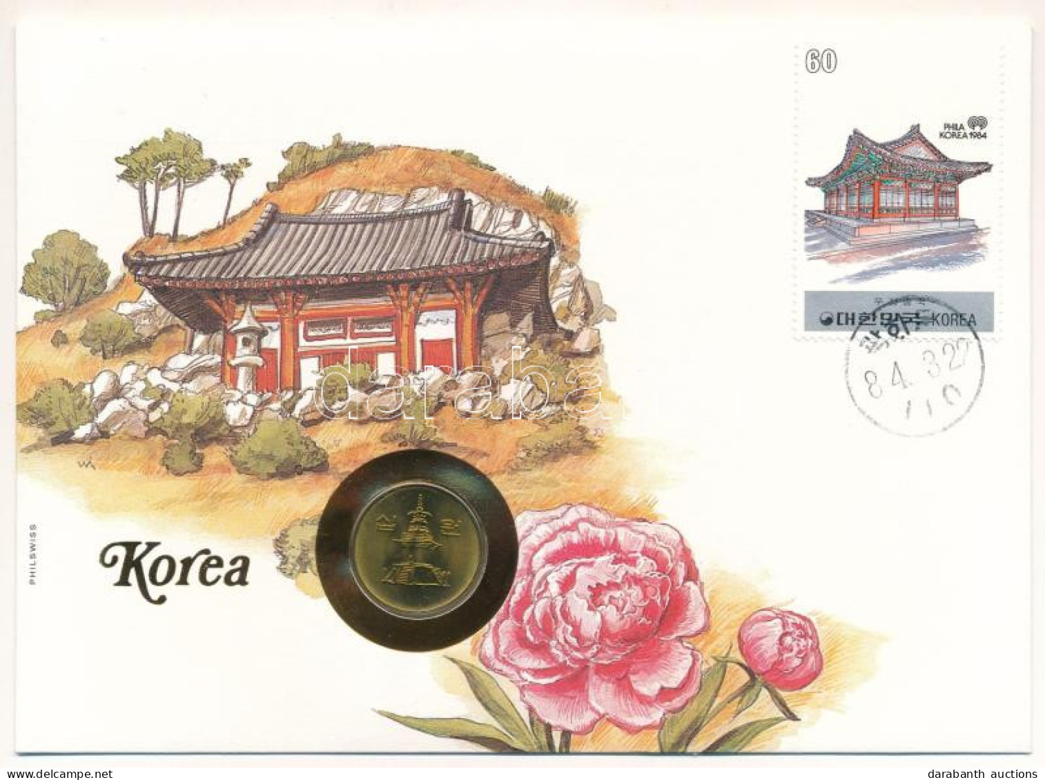 Dél-Korea 1985. 10W Cu Felbélyegzett Borítékban, Bélyegzéssel, Német Nyelvű Tájékoztatóval T:UNC South Korea 1985. 10 Wo - Non Classés