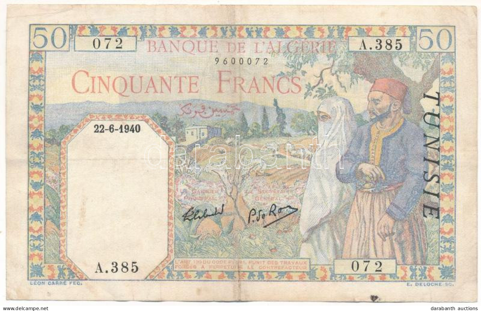 Algéria 1940. 50Fr "072 A.385" T:F Algeria 1940. 50 Francs "072 A.385" C:F - Unclassified