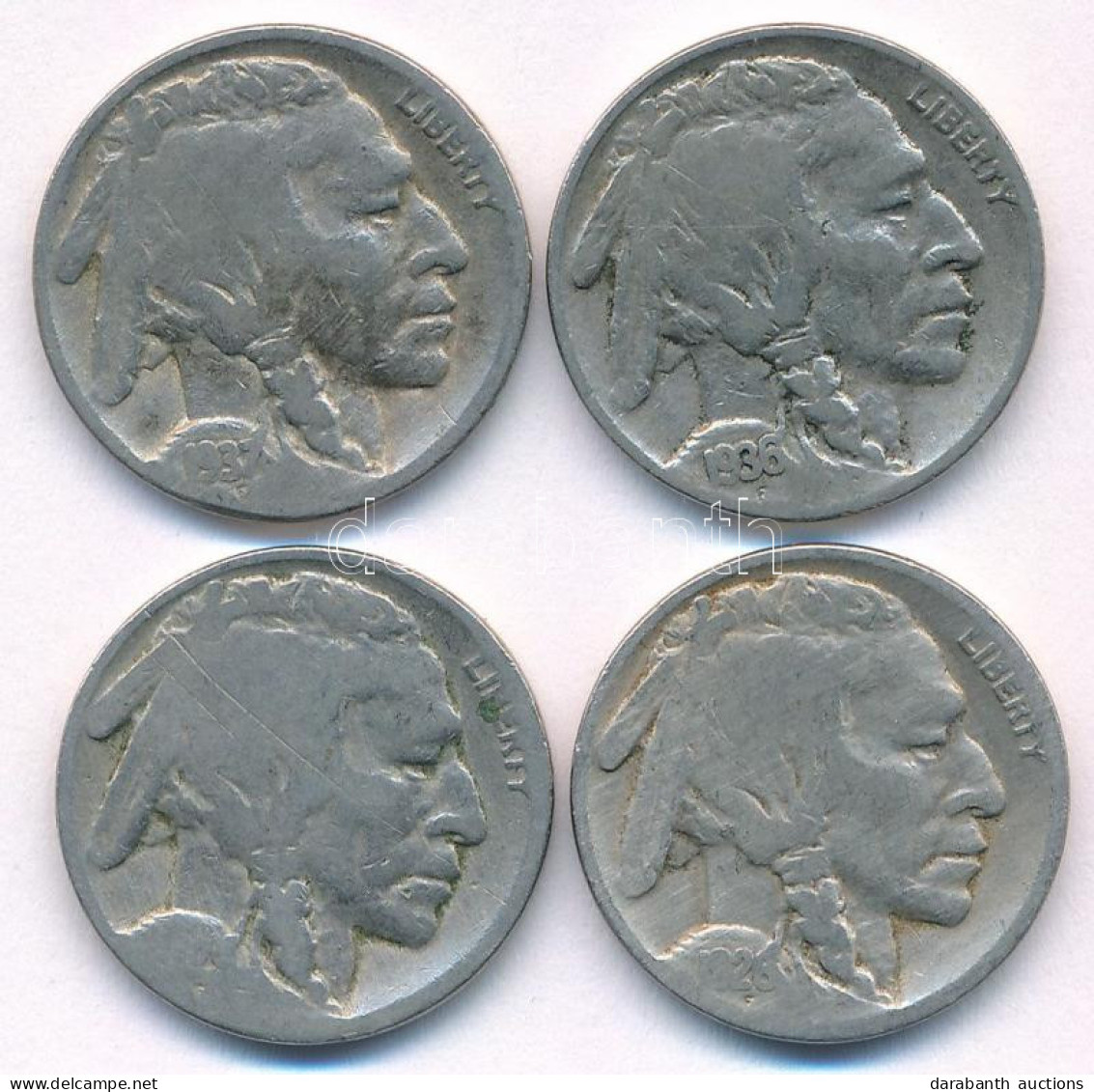 Amerikai Egyesült Államok 1926-1937. 5c Cu-Ni "Buffalo" (4xklf) T:VF,F USA 1926-1937. 5 Cents Cu-Ni "Buffalo" (4xdiff) C - Non Classificati