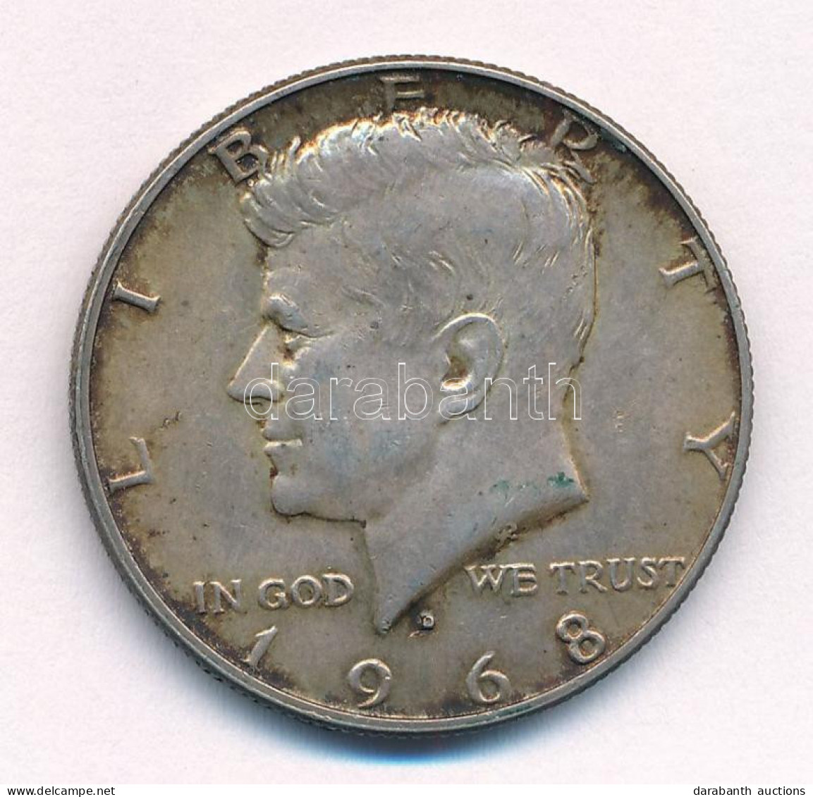 Amerikai Egyesült Államok 1968D 1/2$ Ag "Kennedy" T:XF Patina USA 1968D 1/2 Dollar Ag "Kennedy" C:XF Patina Krause KM#20 - Unclassified