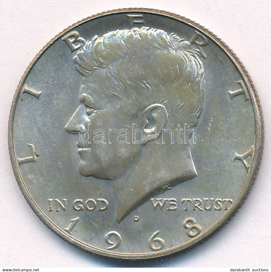 Amerikai Egyesült Államok 1968D 1/2$ Ag "Kennedy" T:XF Patina USA 1968D 1/2 Dollar Ag "Kennedy" C:XF Patina Krause KM#20 - Unclassified