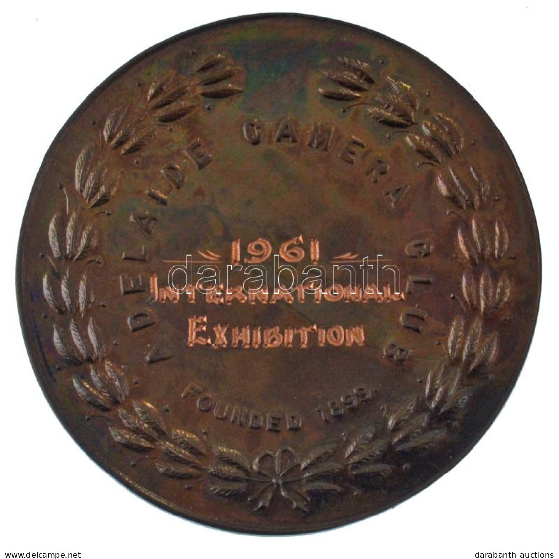 Ausztrália DN "Adelaide Fényképész Klub" Egyoldalas Bronz Emlékérem, Hátoldalán Gravírozással, Dísztokban (47mm) T:BU Au - Zonder Classificatie