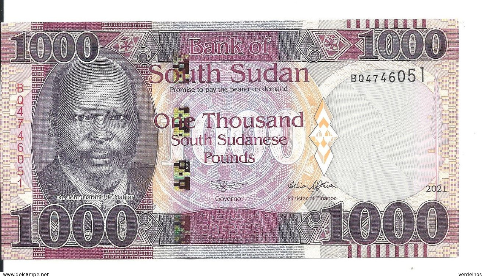 SOUDAN SOUTH 1000 POUNDS 2021 UNC P 17 New - Sudan