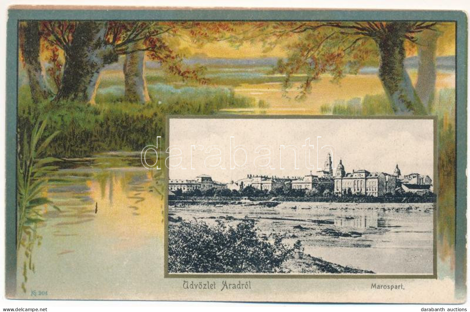 ** T2 Arad, Marospart. Szecessziós Erdős Litho / Mures Riverside. Art Nouveau Litho - Ohne Zuordnung