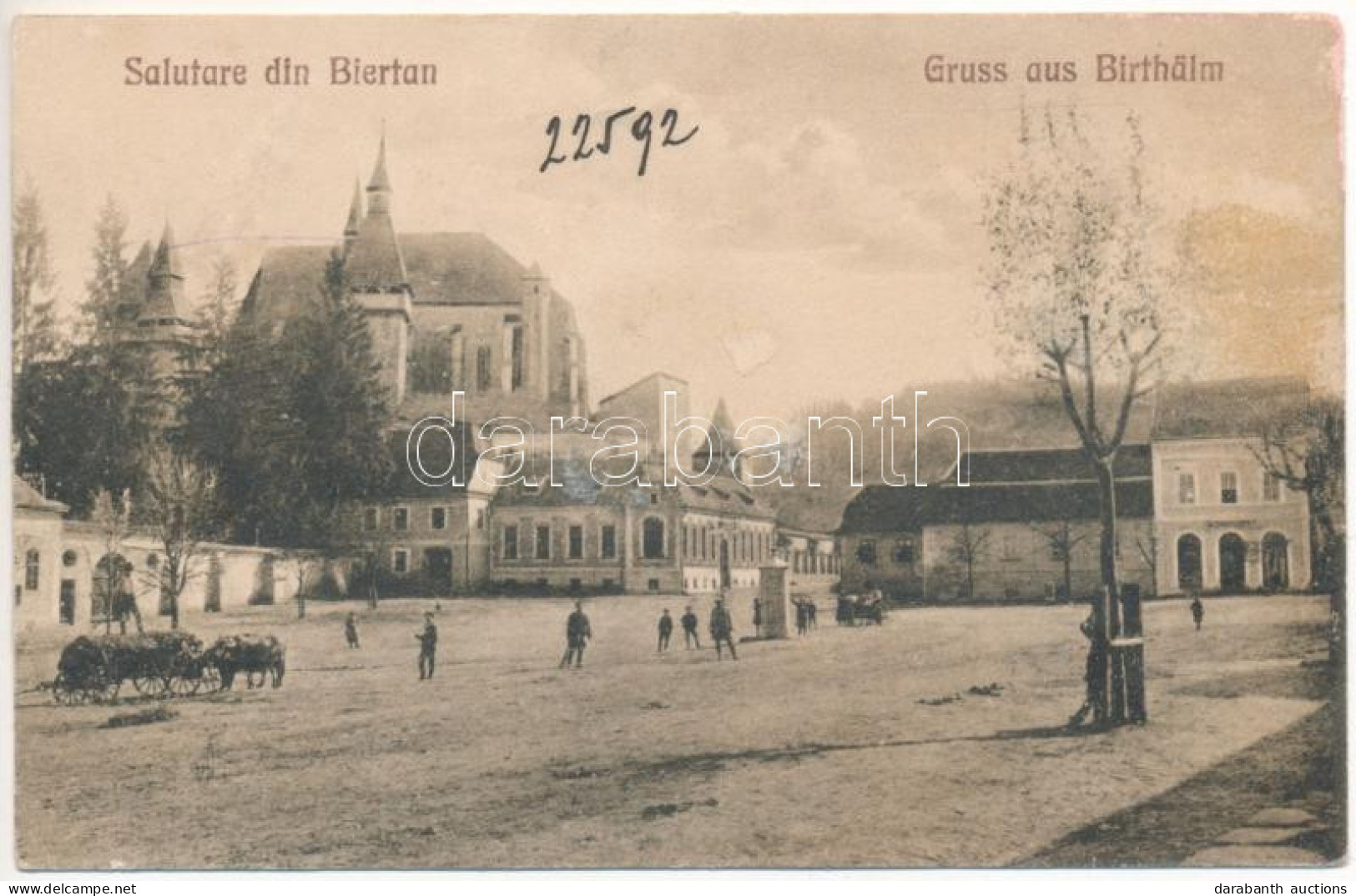 * T3 Berethalom, Birthälm, Biertan; Fő Tér, üzlet, Evangélikus Erődtemplom / Main Square, Shop, Lutheran Castle Church ( - Non Classés