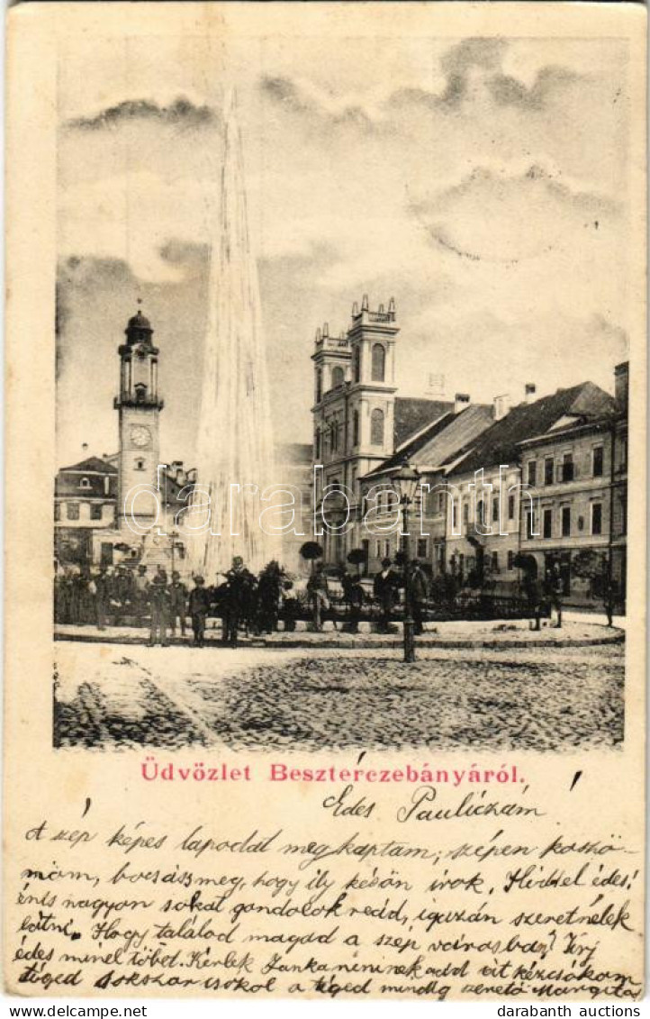 * T2/T3 1903 Besztercebánya, Banská Bystrica; Városháza, Tér, Szökőkút / Town Hall, Square, Fountain (EK) - Non Classificati