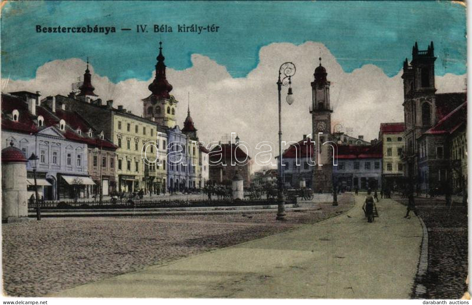 ** T3 Besztercebánya, Banská Bystrica; IV. Béla Király Tér, Ivánszky Elek üzlete. Karniol Kiadása / Square, Shops (EB) - Ohne Zuordnung