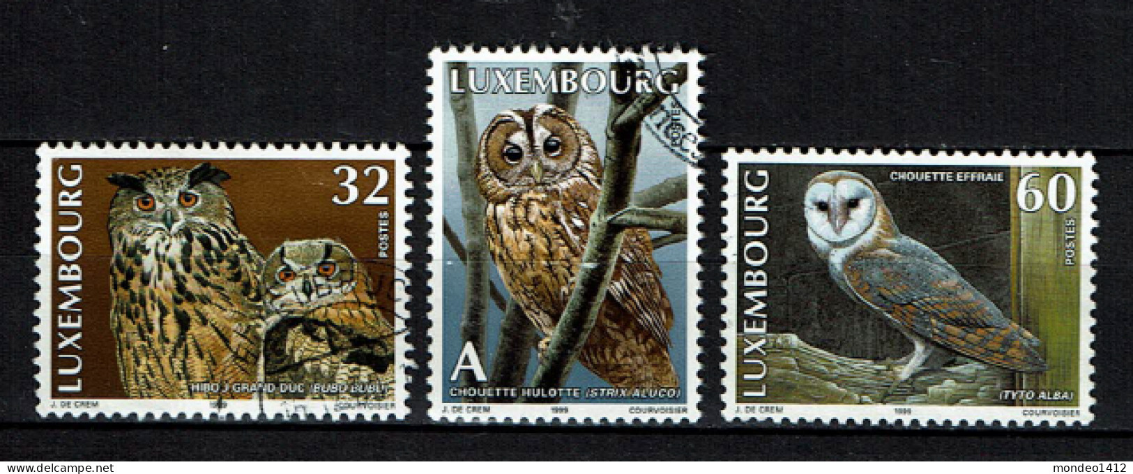 Luxembourg 1999 - YT 1416/1418 - Fauna, Oiseaux, Chouette, Eule, Owl, Uil - Used Stamps