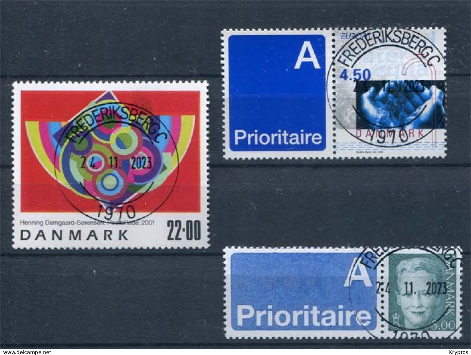 Denmark 2000-01. 3 Stamps: Painting + 2 Stamps W. A-Label - ALL USED And In Excellent Condition! - Blokken & Velletjes