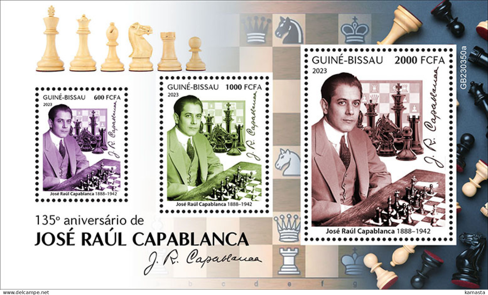 Guinea Bissau 2023 José Raúl Capablanca. (350) OFFICIAL ISSUE - Echecs