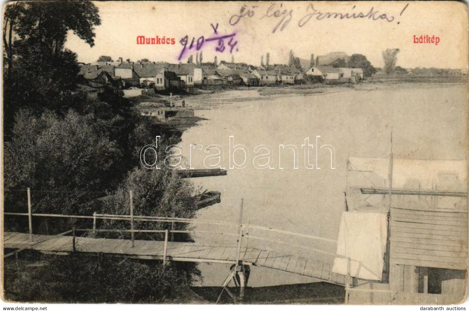 * T3 1910 Munkács, Mukacheve, Mukacevo; Latorca Folyópart / Latorica Riverside (fl) - Zonder Classificatie