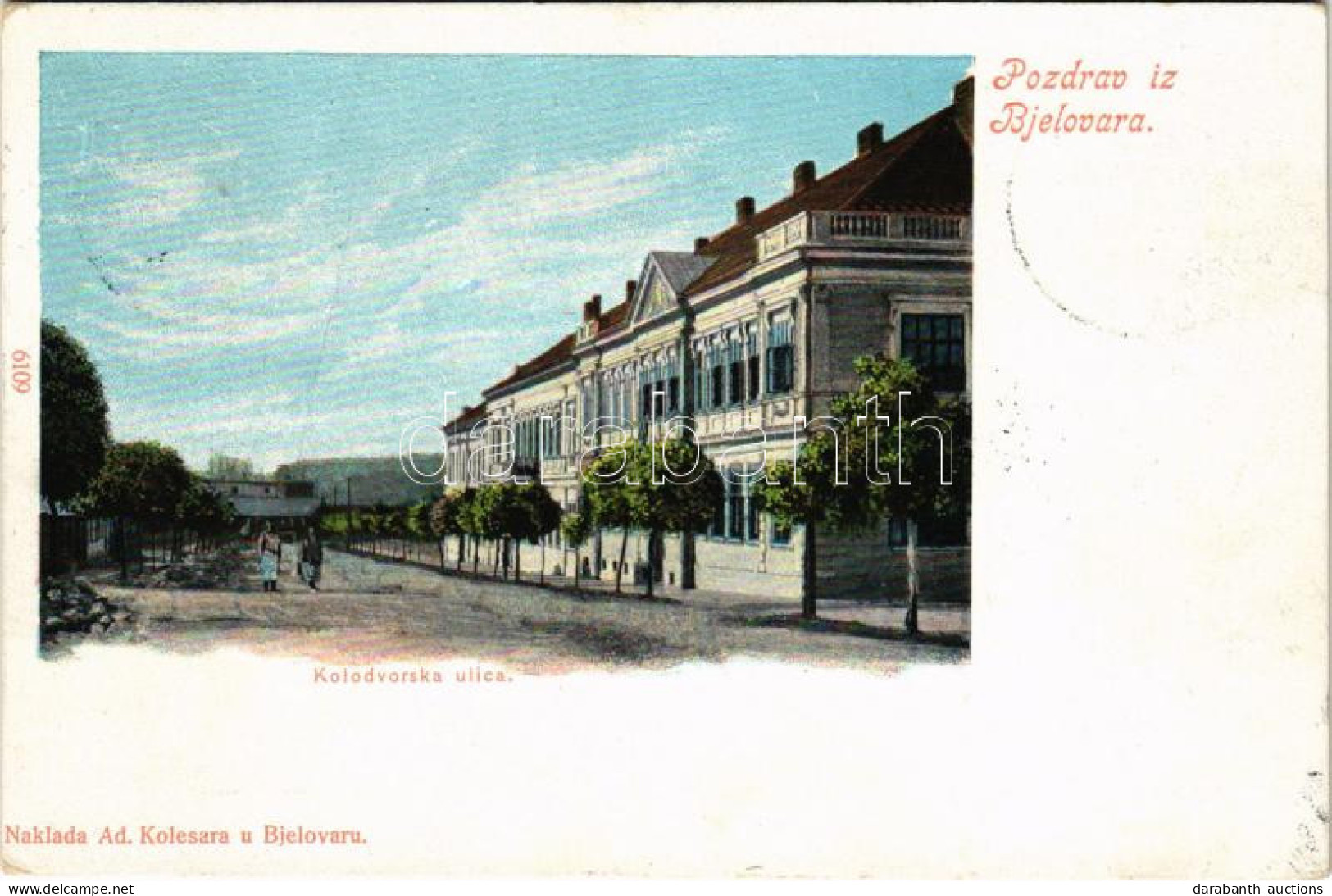 T2 1902 Belovár, Bjelovar; Kolodvorska Ulica / Vasút Utca / Street + "SZLÁV. VERŐCZE-KÖRÖS 296. SZ." Vasúti Mozgóposta - Non Classificati