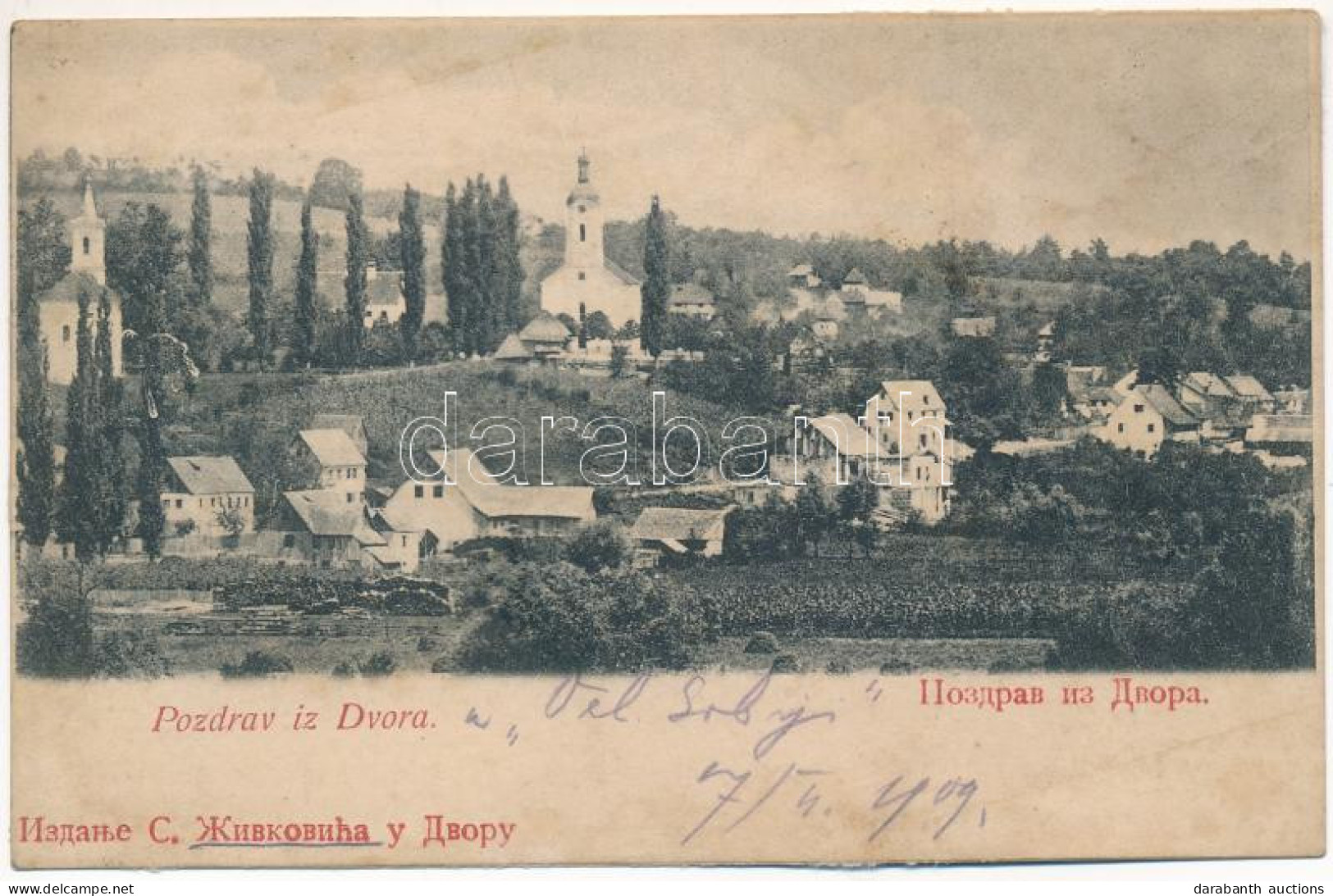 * T3 1909 Dvori, Látkép Templomokkal / General View With Churches (r) - Ohne Zuordnung