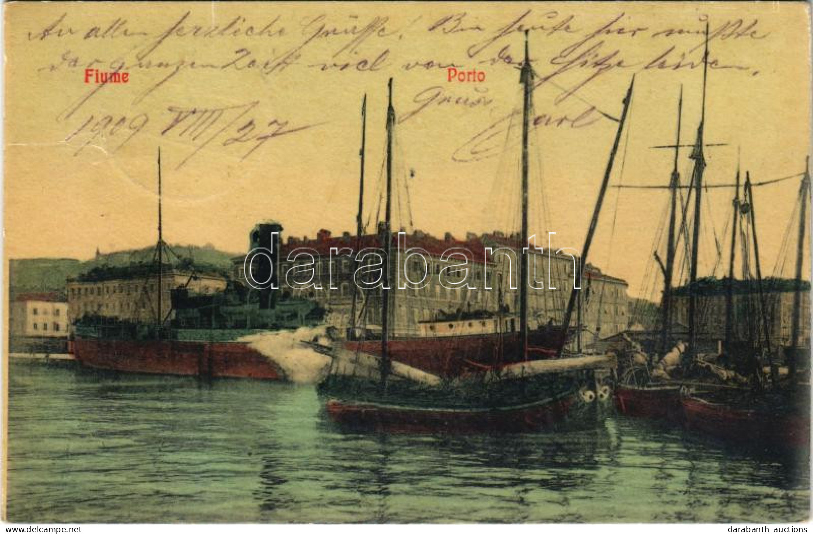 * T2/T3 1909 Fiume, Rijeka; Porto / Port, Ships. W.L. 1192. - Ohne Zuordnung