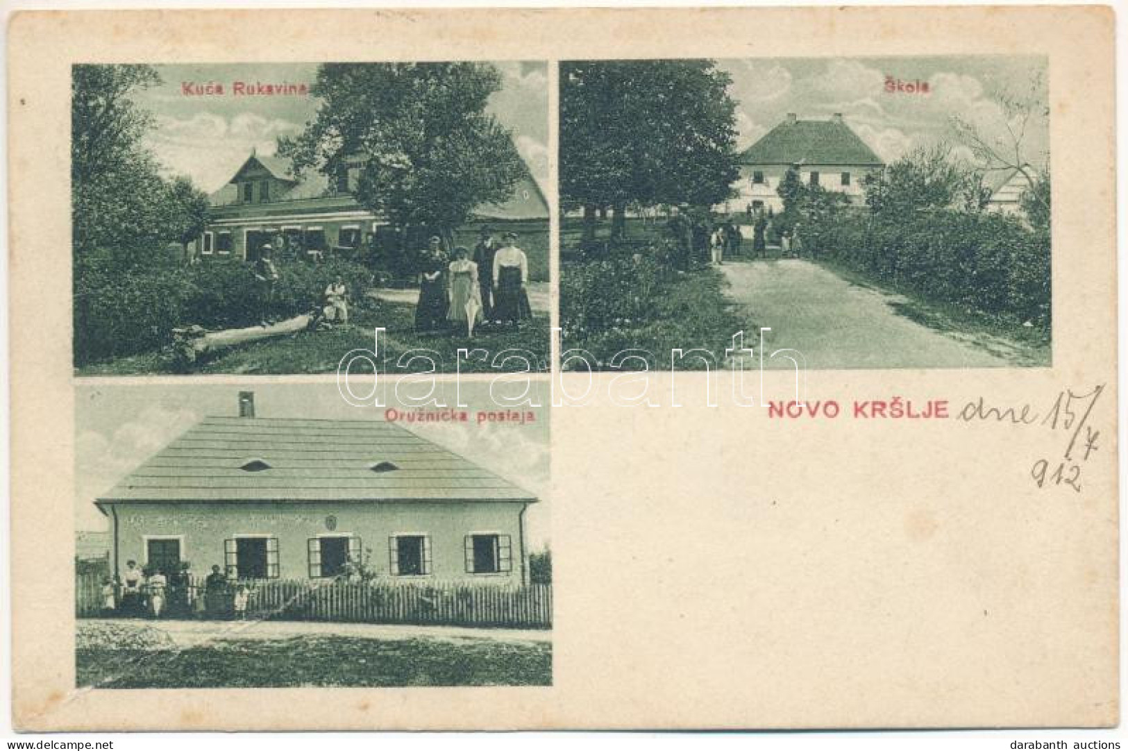 T3 1912 Nova Krslja, Novo Krslje; Kuca Rukavina, Skola, Oruznicka Postaja / School, Villa, Police Station (fa) - Sin Clasificación