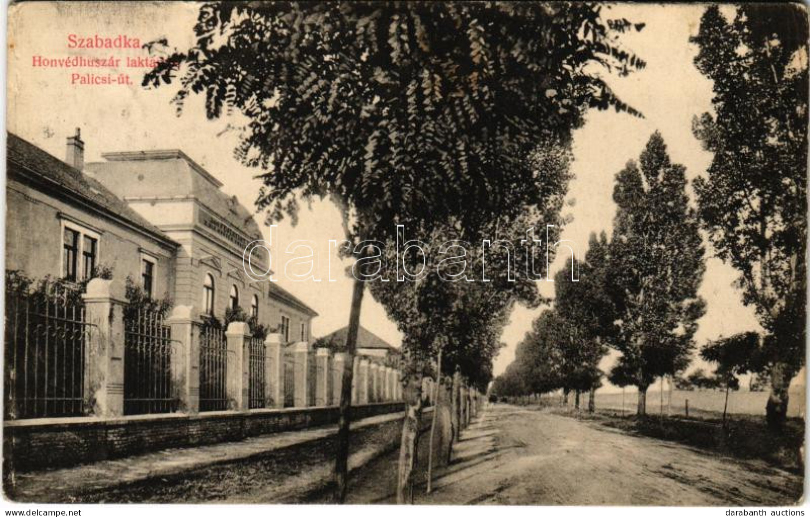 T2/T3 1913 Szabadka, Subotica; Honvédhuszár Laktanya, Palicsi út / K.u.K. Military Hussar Barracks, Road (EK) - Non Classificati