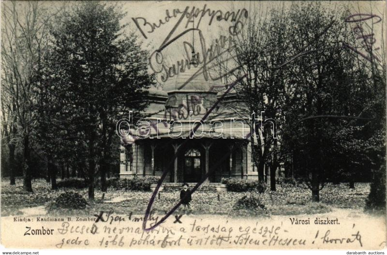 T4 1905 Zombor, Sombor; Városi Díszkert. Kaufmann B. Kiadása / Park (EM) - Non Classés