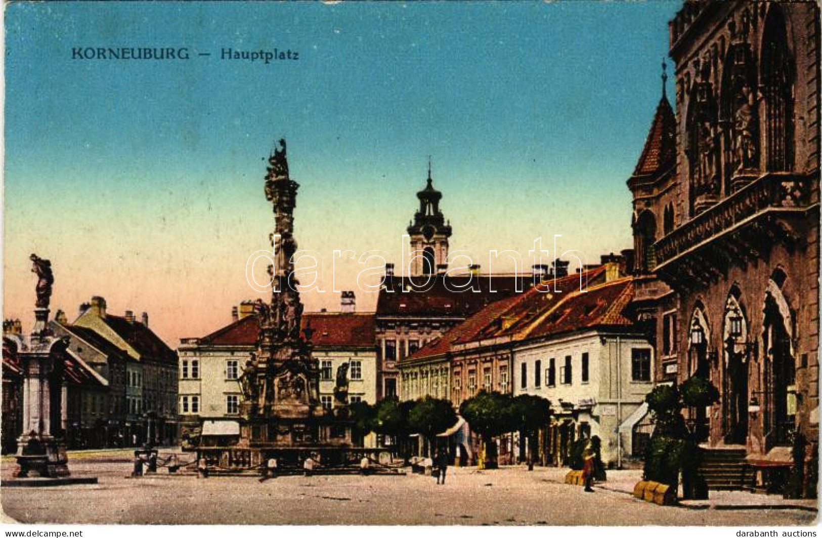 T2/T3 1916 Korneuburg, Hauptplatz / Main Square, Trinity Statue (EK) - Ohne Zuordnung